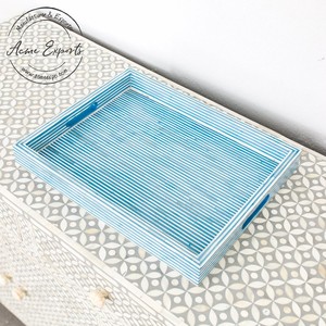 Bandeja de servicio de madre de perla hecha a mano, con patrón azul y blanco utilizado para servir el desayuno, decoración de la mesa superior, nuevo diseño - Product Image 1