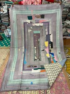 Vintage Cotton Geometric Kantha <b>Patchwork</b> Reversible Quilt Hand Stitched Bohemian Bed <b>Throw</b> Blanket with 300tc Thread Count - Product Image 2