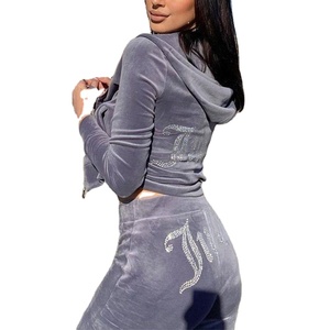 Nuevo Conjunto Deportivo para Mujer, Pantalones Deportivos Acampanados, 2 Piezas, Traje Deportivo con Pedrería, Chándal de Terciopelo para Correr - Product Image 2