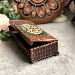 Caja de especias de mesa de madera con estampado Premium de madera NATURAL separada con compartimentos separados para especias y caja de frutas secas - Product Image 3