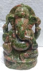 Statue de Ganesha artisanale de haute qualité, sculpture en pierre précieuse naturelle d'unakite, figurine de style religieux, gravure, hauteur de 6 pouces, personnalisée - Product Image 6