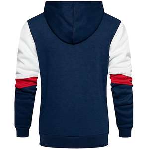 Sweat à capuche en molleton avec fermeture éclair pour hommes Sweat à capuche en coton à blocs de couleurs avec cordon de serrage pour hommes avec poche kangourou - Product Image 3