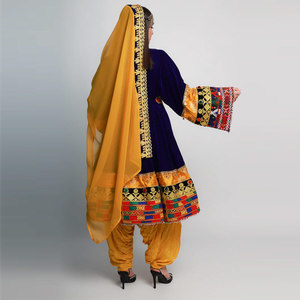 Robe afghane à manches longues pour femmes de Style High Street avec robe Kuchi afghane brodée de la saison des mariages Dupatta - Product Image 2