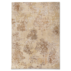 Alfombra Kavi Gold de Lana y Seda de Bambú Anudada a Mano, Modelo Hidden Srb(734(Cs-01)), Rectangular de 9x12, Diseño Abstracto para Uso Doméstico, 10mm para Dormitorio - Product Image 1