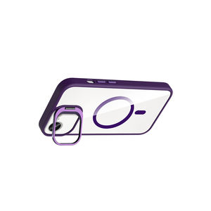 Coque en silicone rose premium compatible MagSafe pour iPhone 16E avec support intégré et protection de l'objectif de l'appareil photo, élégante, série 'ETRO' - Product Image 3