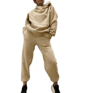 Nouvel ensemble survêtement femme : pantalon de jogging et sweat à capuche en polyester ou 100 % coton personnalisable 2026 - Product Image 4