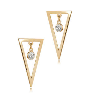 ต่างหูมุกดีไซน์สามเหลี่ยมเรียบง่าย ชุบทอง ทำด้วยมือจากตุรกี เงินแท้ 925 เครื่องประดับสำหรับผู้หญิง - Product Image 3