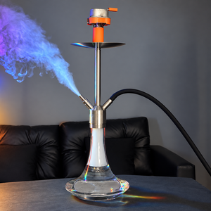 Ensemble de pipe à eau en acier inoxydable de qualité supérieure avec base en verre, un seul tuyau, finition argentée, boîte cadeau pour la vente en gros - Product Image 1