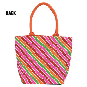Bolsa de mano de playa de yute de alta calidad con asa de cuerda Patrón de logotipo de pantalla impresa a rayas Precio barato Hecho en Bengala Occidental India - Product Image 6