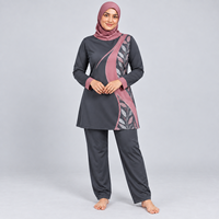 Ensemble de burkinis islamiques 3 pièces pour femmes musulmanes, grande taille, séchage rapide, respirant, uni, ensemble burkini 3 pièces très modeste