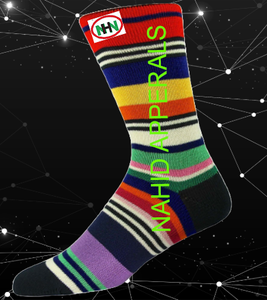 Wholesale OEM Designer Jacquard Knitted Letter Cotton Luxury Crew Fleece Athletic Striped Unisex Custom Logo Sports <b>Men</b> <b>Socks</b> - Product Image 3