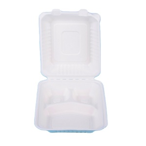 Mía dùng một lần Flap Bộ đồ ăn compostable 100% phân hủy sinh học bã mía thực phẩm container bã mía Hộp Ăn Trưa - Product Image 1