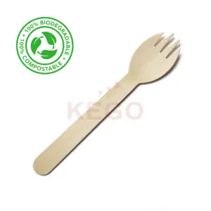 Dùng một lần bằng gỗ spork 16cm 6.3"