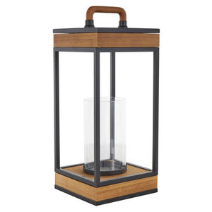 Atractivo Farol de Madera y Metal con Asa para Decoración de Iluminación de Jardín y Balcón del Hogar, Farol Colgante para Navidad - Product Image 1