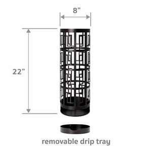 Support de parapluie cylindrique noir élégant avec conception de découpe au laser enduit de poudre élégant articles d'organisateur de décoration d'intérieur pour la maison - Product Image 5