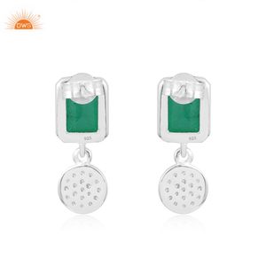 Dernières tendances en argent sterling fin Doublet émeraude zambienne Quartz & CZ Boucles d'oreilles en pierres précieuses Fabricant de bijoux personnalisé - Product Image 2
