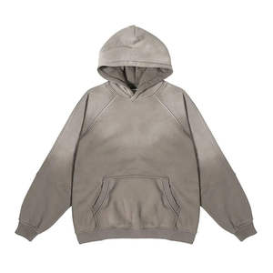 Sudadera con Capucha Extra Grande para Mujer, Lavada al Ácido, con Efecto Desgastado por el Sol, de Manga Larga, de Poliéster y Algodón, Hecha a Medida al por Mayor - Product Image 1