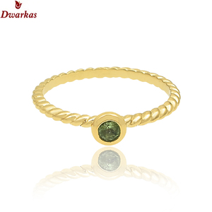 Wholesale 925 Sterling Silver Minimalist Ring Gold-Plated Green Onyx CZ Gemstone Bezel Setting Cute Style for Anniversaries - Product Image 5