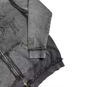 Survêtement à fermeture éclair lavé à l'acide lourd Vintage French Terry Hoodie Sweatpants Set Custom Pure Cotton Straight Leg Flared Winter - Product Image 5