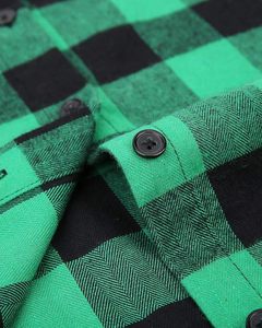 Tùy Chỉnh Phụ Nữ Màu Xanh Lá Cây Màu Đen Sọc Flannel Áo Sơ Mi Dài Tay Áo Giản Dị Bông Nút rô Top Logo Mùa Hè Thoáng Khí Thân Thiện Với Môi - Product Image 4