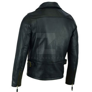Meilleure vente Veste en cuir imperméable pour homme Coupe ajustée Hiver Col montant Logo avant Haute qualité - Product Image 2