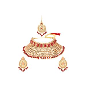 Indian <b>Bridal</b> Jewelry Necklace <b>Earring</b> With Maang Tikka Indian Manufacturer Jewelry Wholesale Crystal Wedding Jewellery Set - Product Image 4
