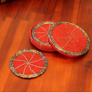 Handmade High Quality Beaded <b>Coasters</b>-Classic <b>Drink</b> <b>Coasters</b> Polyester Backing Custom Logo Custom Size (Portable Church - Product Image 1