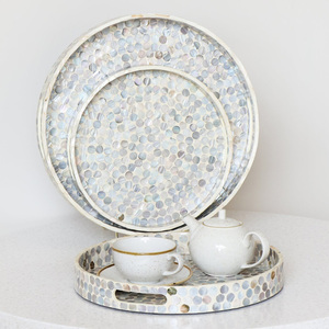 MOP table à manger plateaux nacre incrustation plateau perles revêtement couverts chambre cuisine décor - Product Image 3