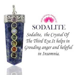 Gran oferta, colgante de lápiz plano de sodalita con 7 piedras de Chakra, decoración de Reiki de amor pulido curativo para Armonía de equilibrio energético - Product Image 3