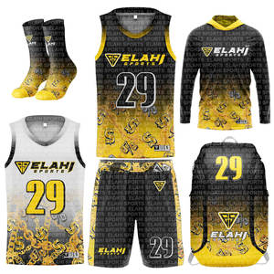 Ensemble de tenue de basketball Dollar GOLD 2026, anti-UV, séchage rapide, grande taille, personnalisable pour équipe, comprenant maillot, short, chaussettes et manchons - Product Image 1