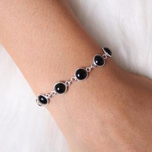 Pulsera clásica de estilo bohemio, joyería para mujer, joyería de plata de ley 925, pulsera hecha a mano de piedras preciosas de ónix negro, regalo - Product Image 5