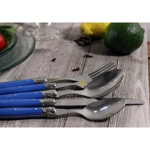Ensemble de couverts modernes en acier inoxydable à tête argentée avec poignée bleue élégante pour salle à manger, cuisine, restaurant et table de mariage - Product Image 3