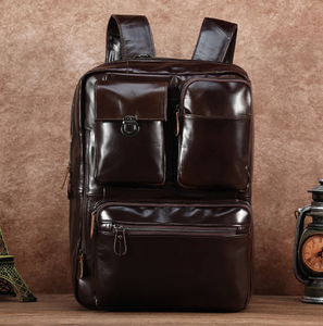 Premium Quality Custom Soft Buffalo Leather Bagpack Stylish Unique Smooth <b>Pebbled</b> Leather Hand-<b>Crafted</b> Cotton Zipper - Product Image 3