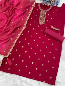 ชุดสูทผ้า vichitra ดีไซเนอร์พร้อมผ้าโปร่งบางแบบทันสมัยและผ้าฝ้ายพีวีสวมใส่สบายมีให้เลือกขาย - Product Image 3