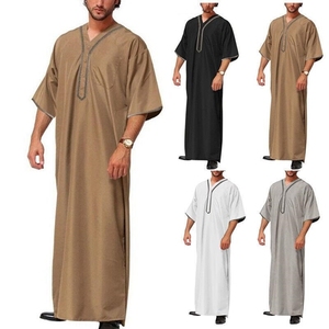 PUÑO DE VERANO MUSULMÁN JUBAH ABAYA JALABYA ÉTNICA ALHARAMIAN LELAKI THOBE KANDORE ROPA ISLÁMICA PARA HOMBRE VESTIDO ÁRABE KAFTAN 2024 - Product Image 1