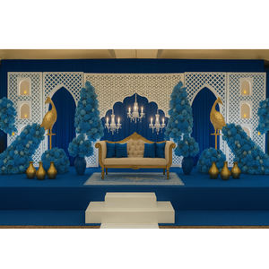 Montaje de escenario de recepción inspirado en Mughal UK DST exportaciones paneles de fondo de boda Walima personalizados Royal Indian Stage UK venta - Product Image 1
