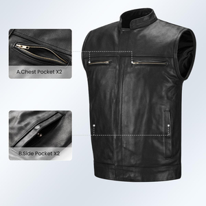 Gilet de moto pour hommes en cuir véritable léger de haute qualité Logo personnalisé véritable gilet d'hiver gilet respirant à bas prix - Product Image 6