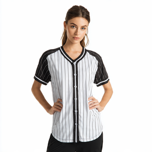 เสื้อเบสบอลแขนสั้นเสื้อฝึกเบสบอลเสื้อคอวีสำหรับฤดูร้อน - Product Image 1