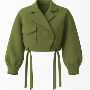 Chaqueta recortada de algodón y lana para mujer Abrigo corto moderno con manga larga Colores y tamaños personalizados disponibles - Product Image 1