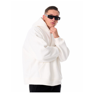 Top qualité 100% coton et impression bouffante personnalisée 450gsm Logo Hoodies pull décontracté goutte épaule à capuche pour hommes - Product Image 5