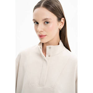 Sudadera de Punto con Cuello Alto Beige para Mujer - Product Image 5
