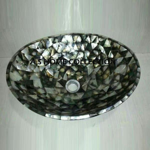 Fantaisie Design Fabriqué À La Main Salle De Bains Éviers Ovale En Métal Nacre Évier De Stockage Accessoires De Salle De Bains - Product Image 3