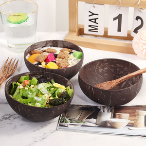 Ensemble de bol cuillère à salade Smoothie coquille de noix de coco biologique naturelle faite à la main couvercle en gros Vietnam autres bougeoirs décoration de la maison - Product Image 3
