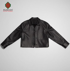 Blouson Bomber Casual d'Hiver pour Homme avec Col Mandarin Fermeture Éclair Motif Uni Cuir Synthétique Service OEM - Product Image 1