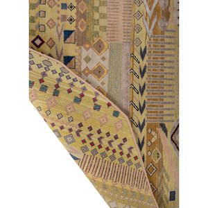 Alfombra Manchaha de Lana y Seda de Bambú con Patrón Geométrico Rojo y Naranja, Anudada a Mano para Uso Doméstico - Alfombras Jaipur US-Les-6008 - Product Image 5