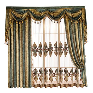 Oem logotipo personalizado diseño piso-techo ventana terciopelo bordado cortina <span class=keywords><strong>tela</strong></span> dormitorio sala de estar acabado cortina opaca - Product Image 1