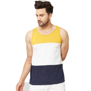 Débardeur de sport personnalisé pour homme, respirant, en coton et polyester, décontracté, anti-transpiration, à blocs de couleur, tricoté - Product Image 1