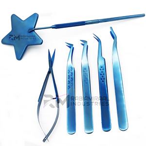 RMI Nouveau produit tendance, ensemble de pinces à cils de couleur plasma bleue, design 1 étoile, miroir à cils / 1 ciseau à ressort / ensemble - Product Image 1