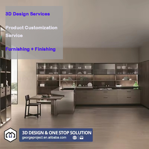 Villa australiana progetto nuovo su misura sottile Shaker <span class=keywords><strong>cucina</strong></span> in legno con porta nera scanalata armadi da <span class=keywords><strong>cucina</strong></span> Set completo - Product Image 2