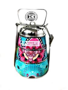 กล่องข้าวสแตนเลสพิมพ์สีกล่องอาหารกลางวัน3ชั้นหลากสี tiffin King ปิ่นโต - Product Image 2